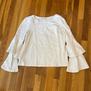 Eri + Ali Womens White Ruffle Sleeve Top Size M